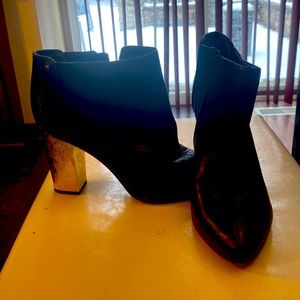 Ankle boots with gold heels